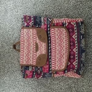 Magenta and Navy Knapsack